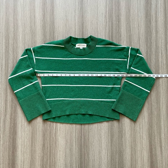Hippie Rose Striped Crew Neck Cropped Sweater Green S - Picture 2 of 9